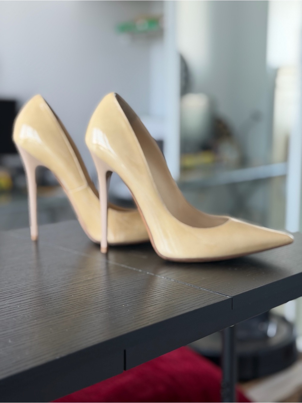 Jimmy Choo Beige Patent Leather Ava Pointed Toe Pumps Size 40